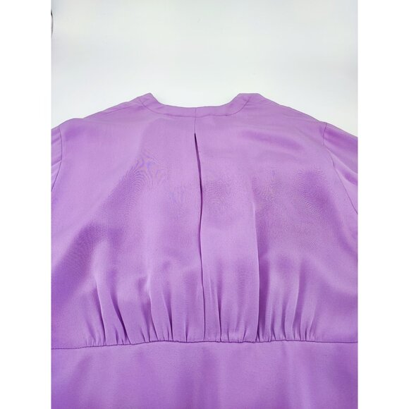 Tibi Chalky Drape Long Sleeve Purple Midi Wrap Silk Dress US 4 - Picture 4 of 14